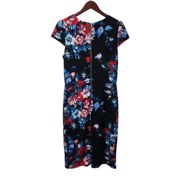 Betsey Johnson Dark Floral Midi Sheath Dress Black Sz 12 Whimsigoth - Picture 5 of 15